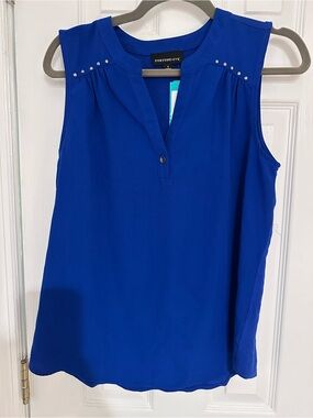 Fortune+Ivy Cobalt Blue Sleeveless Stud-Detail Cami